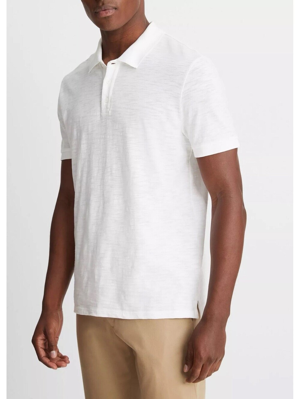 VINCE NWOT Men’s Classic Cotton Slub Polo Shirt In White-XXL